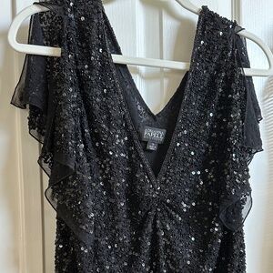 Black Adrianne Papell Sequined Top 1X